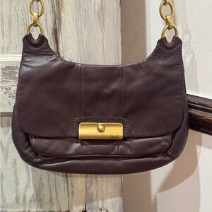 COACH KRISTIN Dark Brown Leather Purse Hobo Shoulder & Crossbody Bag E1169 16931
